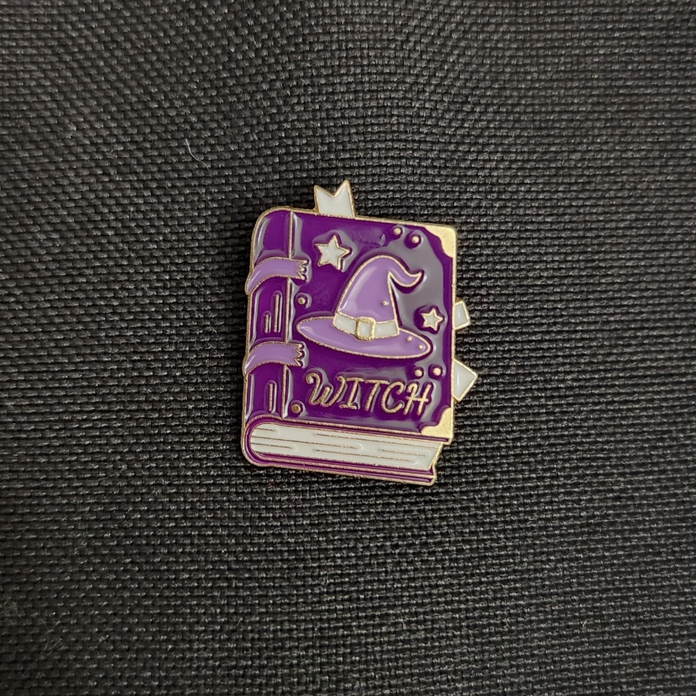 Witch Book Hat Halloween Enamel Pin